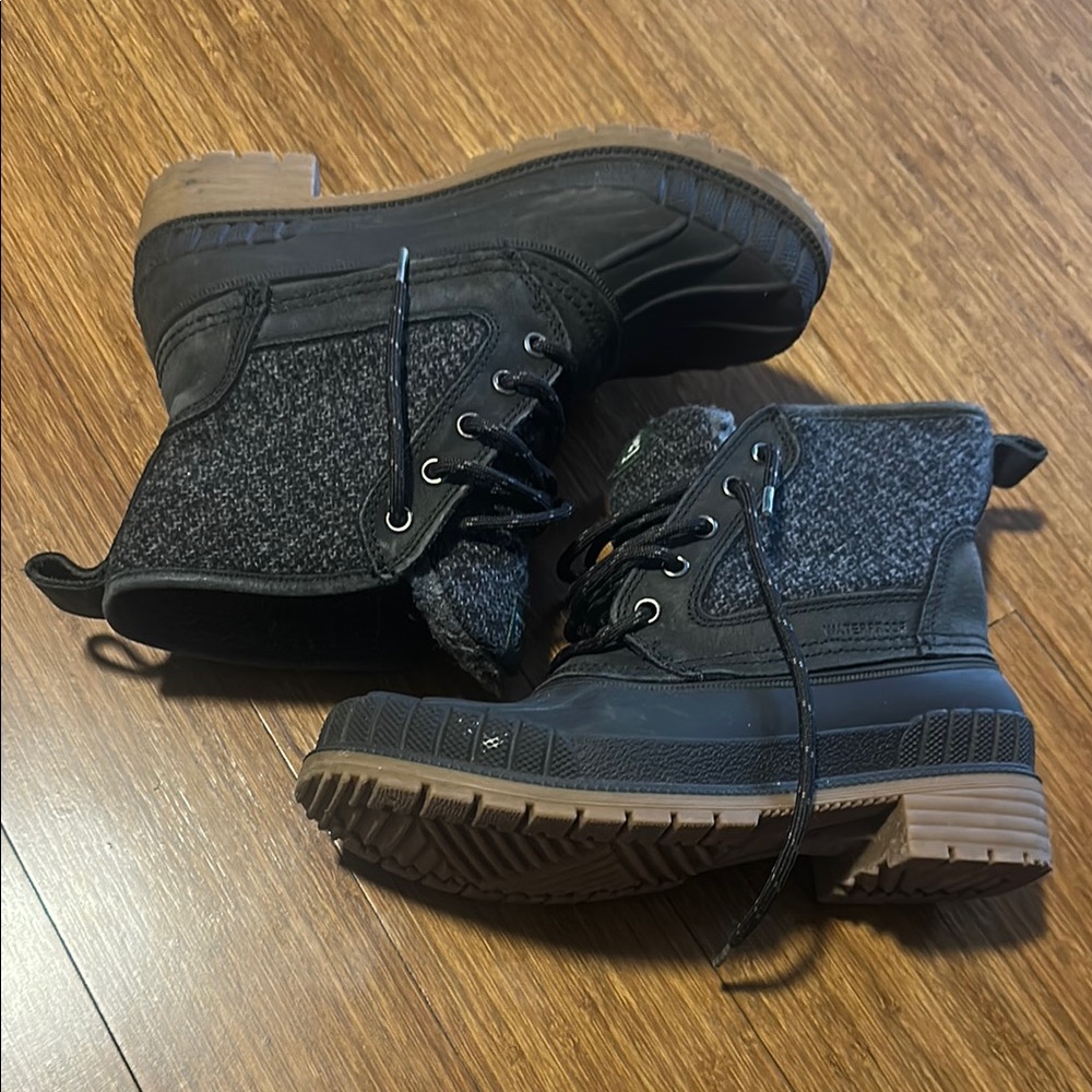 Black and Gray Lace-Up Boots